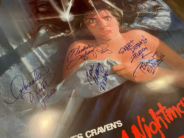 Robert Englund, Heather Lagenkamp, Amanda Wyss, Ronee Blakley Cast Autographed A Nightmare on Elm Street Movie Poster with Inscription