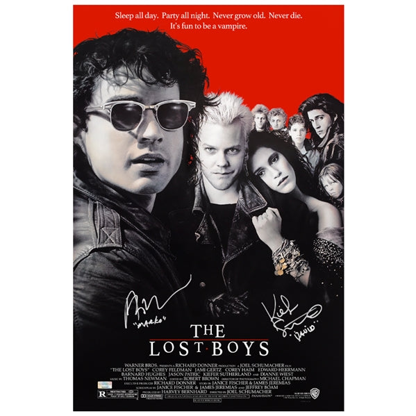 LOST BOYS Kiefer Sutherland and Alex Winter Autographed 16x24 Movie Poster